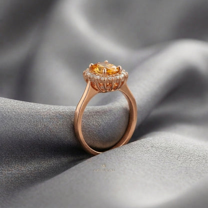 Natural Citrine The Dahlia Ring in 925 Sterling Silver