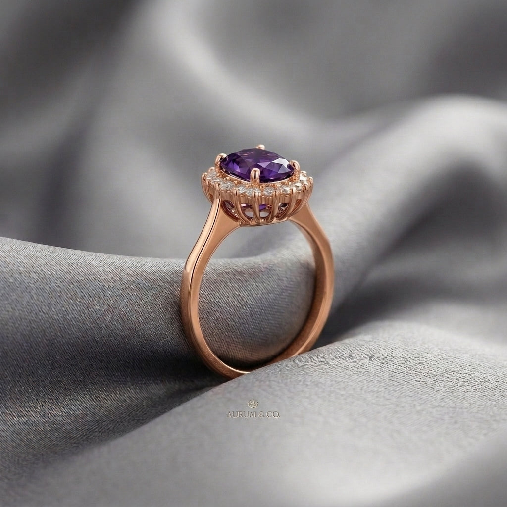 Natural Amethyst The Dahlia Ring in 925 Sterling Silver