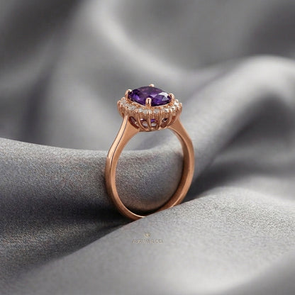 Natural Amethyst The Dahlia Ring in 925 Sterling Silver