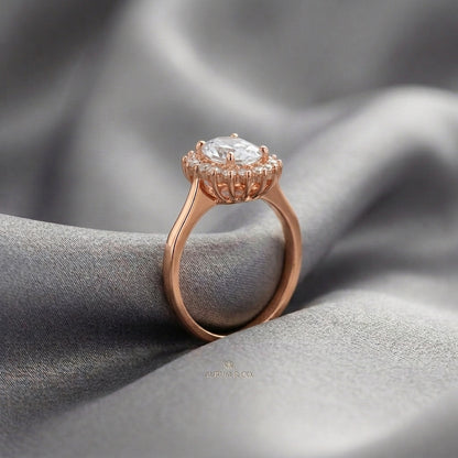 Natural White Topaz The Dahlia Ring in 925 Sterling Silver