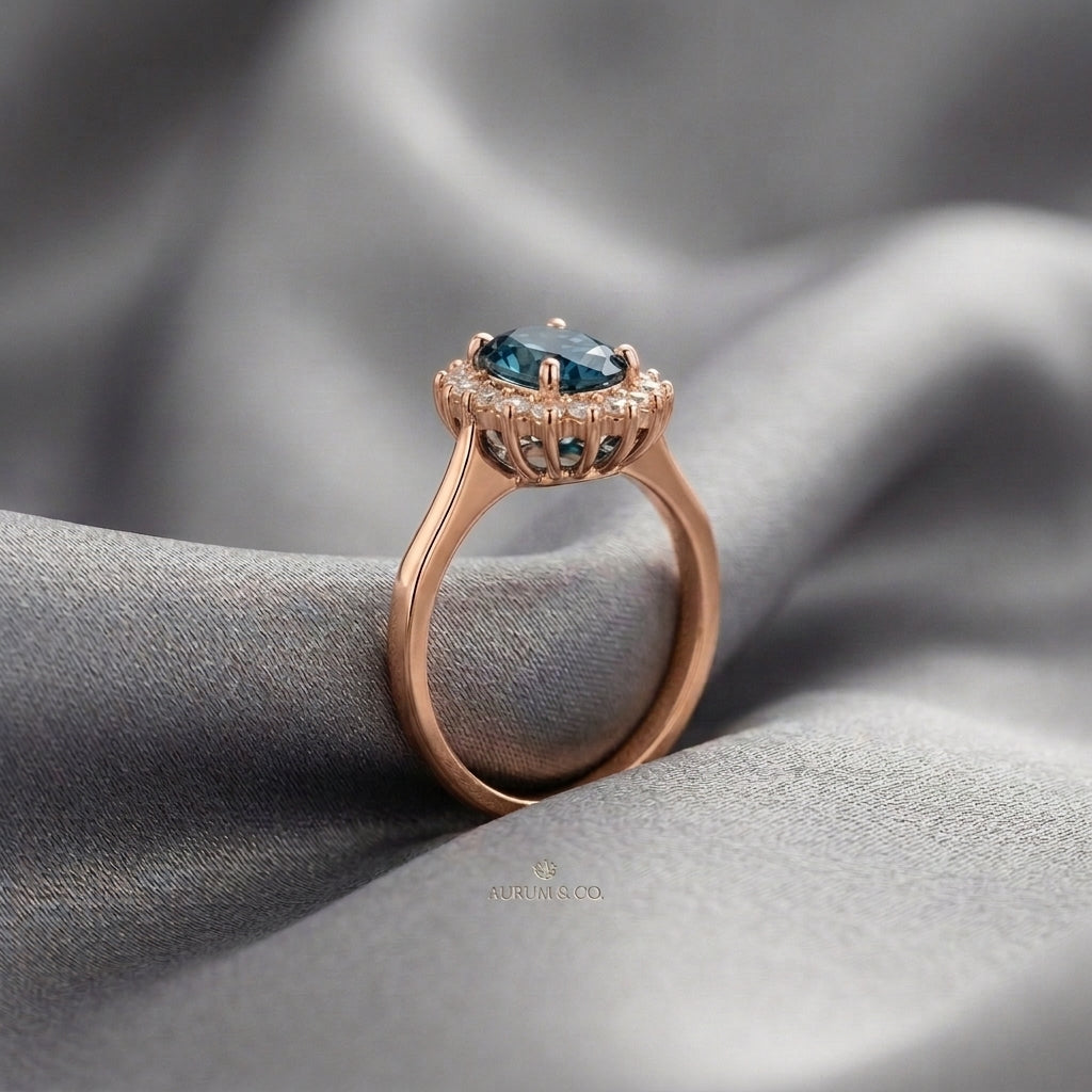 Natural London Blue Topaz The Dahlia Ring in 925 Sterling Silver
