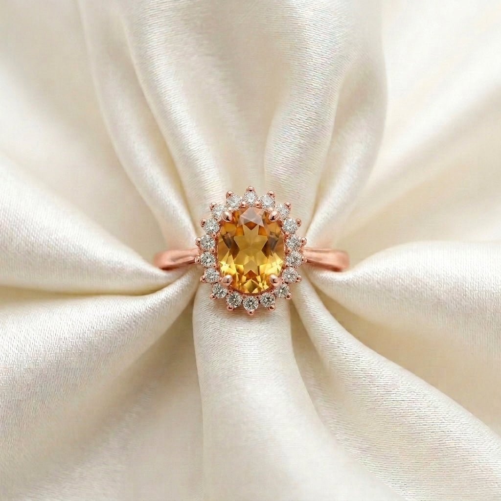 Natural Citrine The Dahlia Ring in 925 Sterling Silver