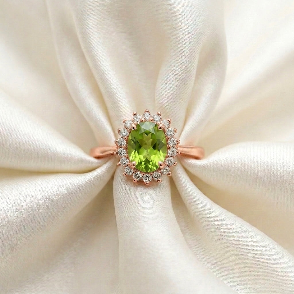 Natural Peridot The Dahlia Ring in 925 Sterling Silver