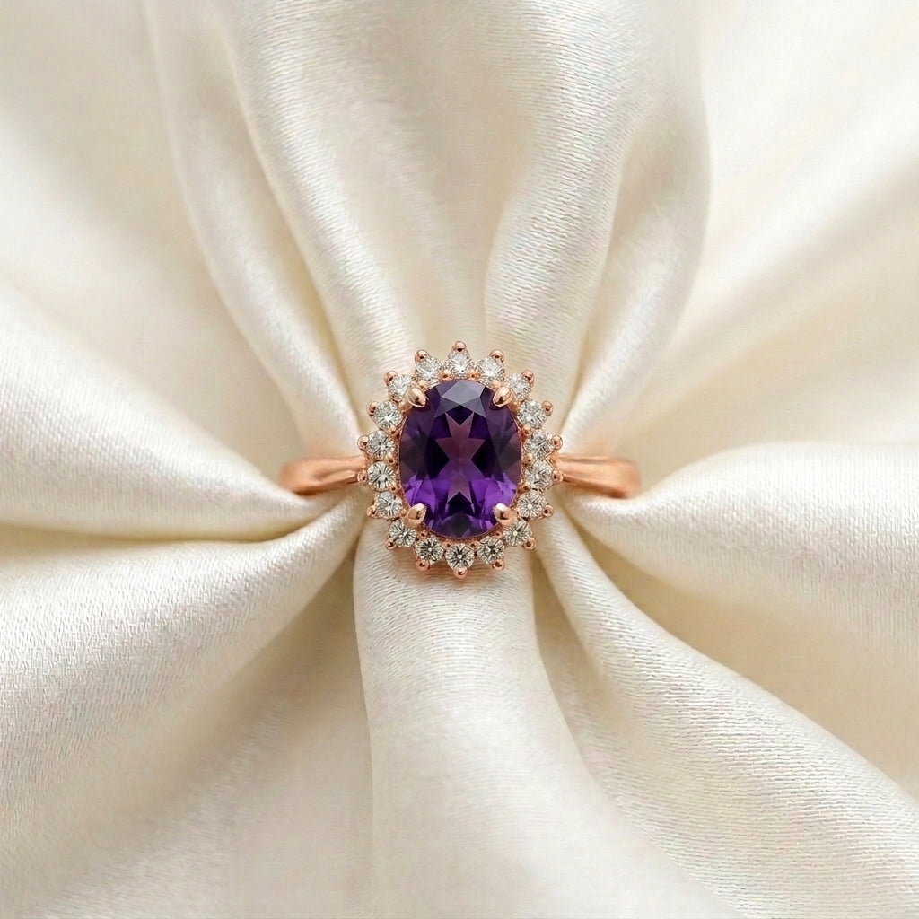 Natural Amethyst The Dahlia Ring in 925 Sterling Silver