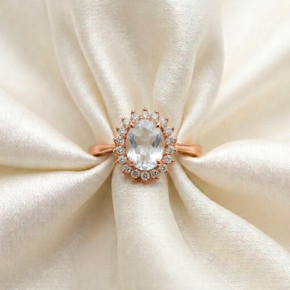 Natural White Topaz The Dahlia Ring in 925 Sterling Silver