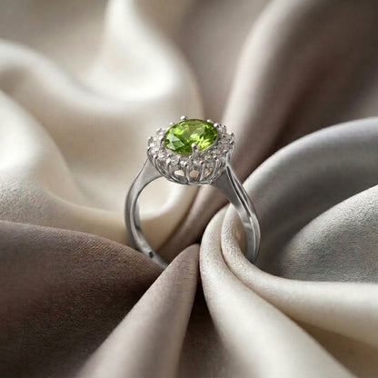 Natural Peridot The Dahlia Ring in 925 Sterling Silver