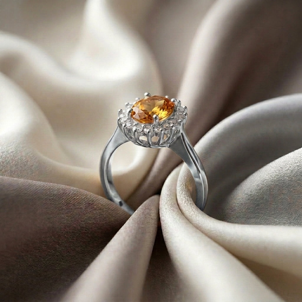Natural Citrine The Dahlia Ring in 925 Sterling Silver
