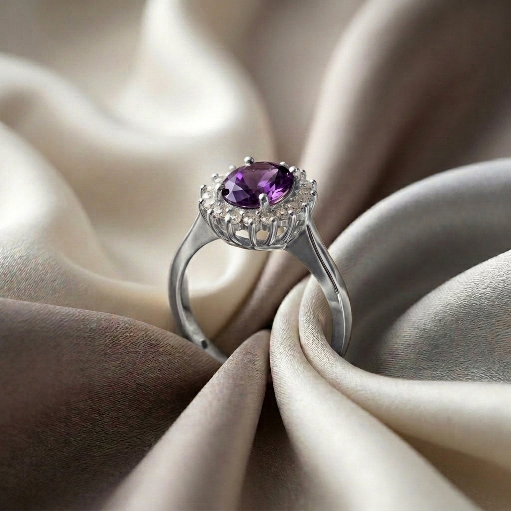 Natural Amethyst The Dahlia Ring in 925 Sterling Silver