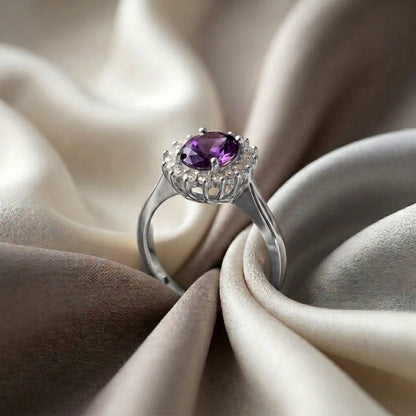 Natural Amethyst The Dahlia Ring in 925 Sterling Silver