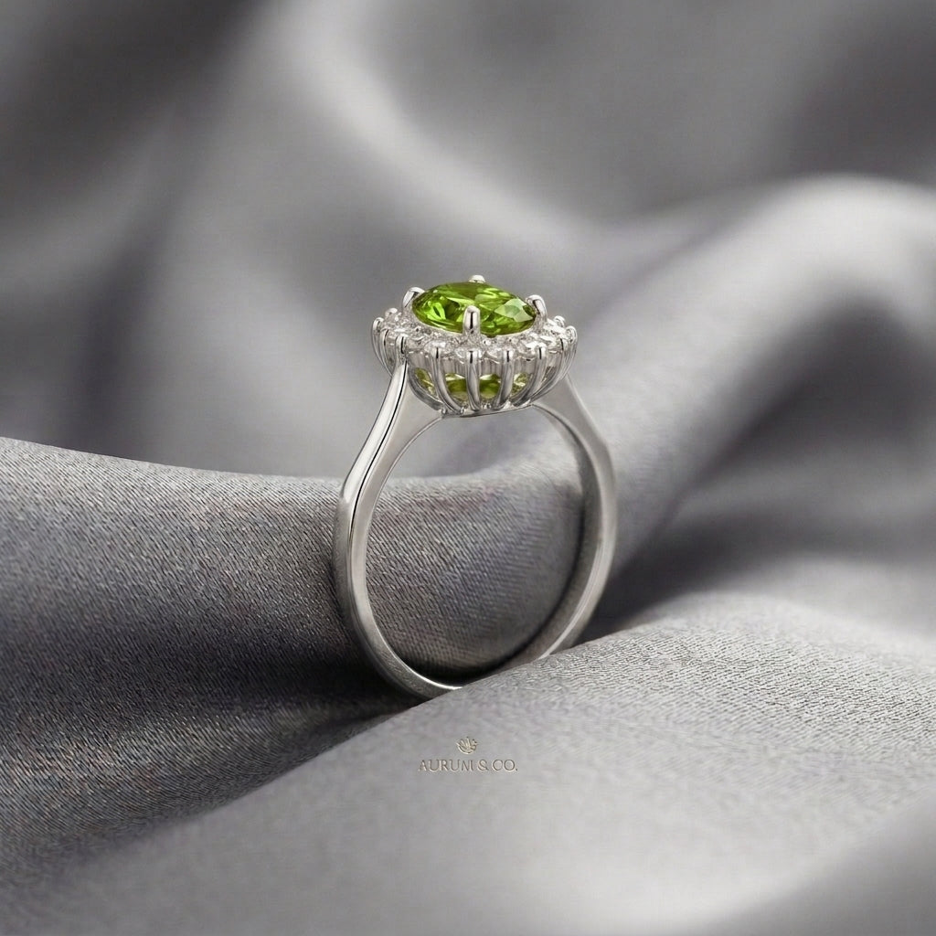 Natural Peridot The Dahlia Ring in 925 Sterling Silver
