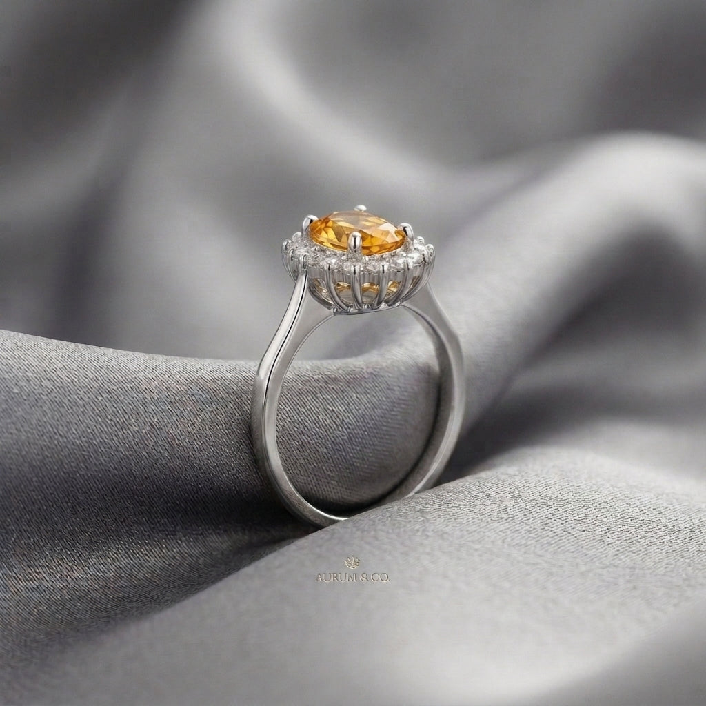 Natural Citrine The Dahlia Ring in 925 Sterling Silver