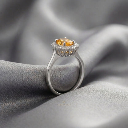 Natural Citrine The Dahlia Ring in 925 Sterling Silver