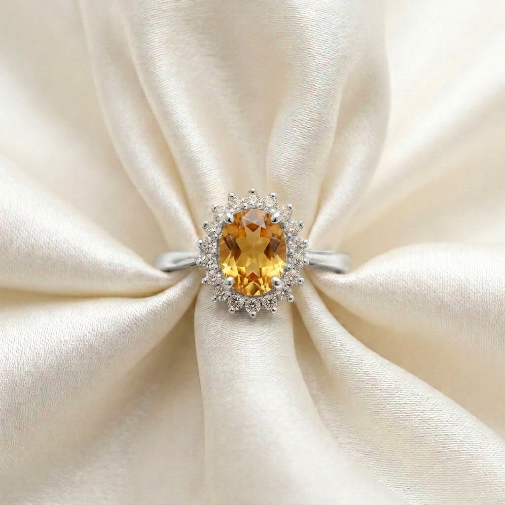 Natural Citrine The Dahlia Ring in 925 Sterling Silver