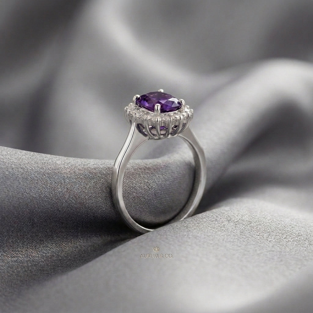 Natural Amethyst The Dahlia Ring in 925 Sterling Silver