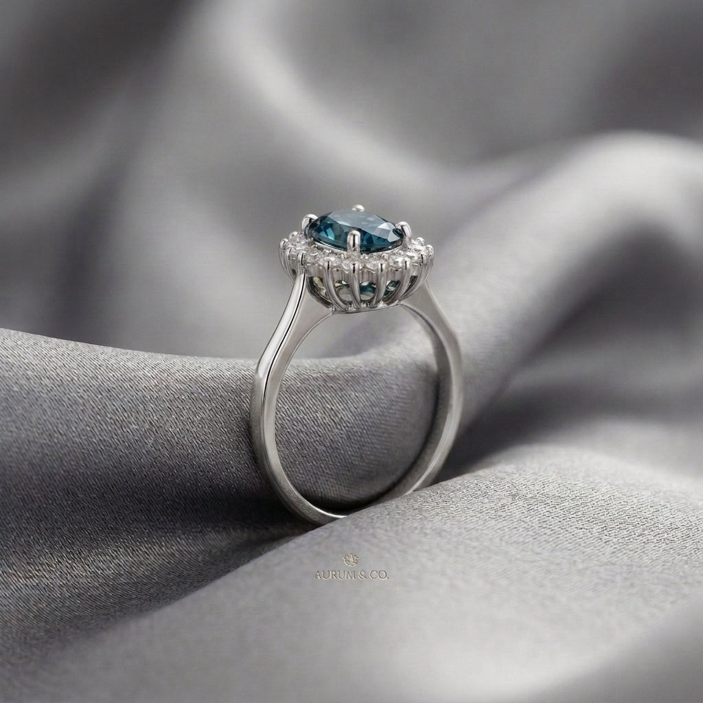 Natural London Blue Topaz The Dahlia Ring in 925 Sterling Silver
