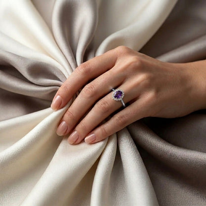 Natural Amethyst The Dahlia Ring in 925 Sterling Silver