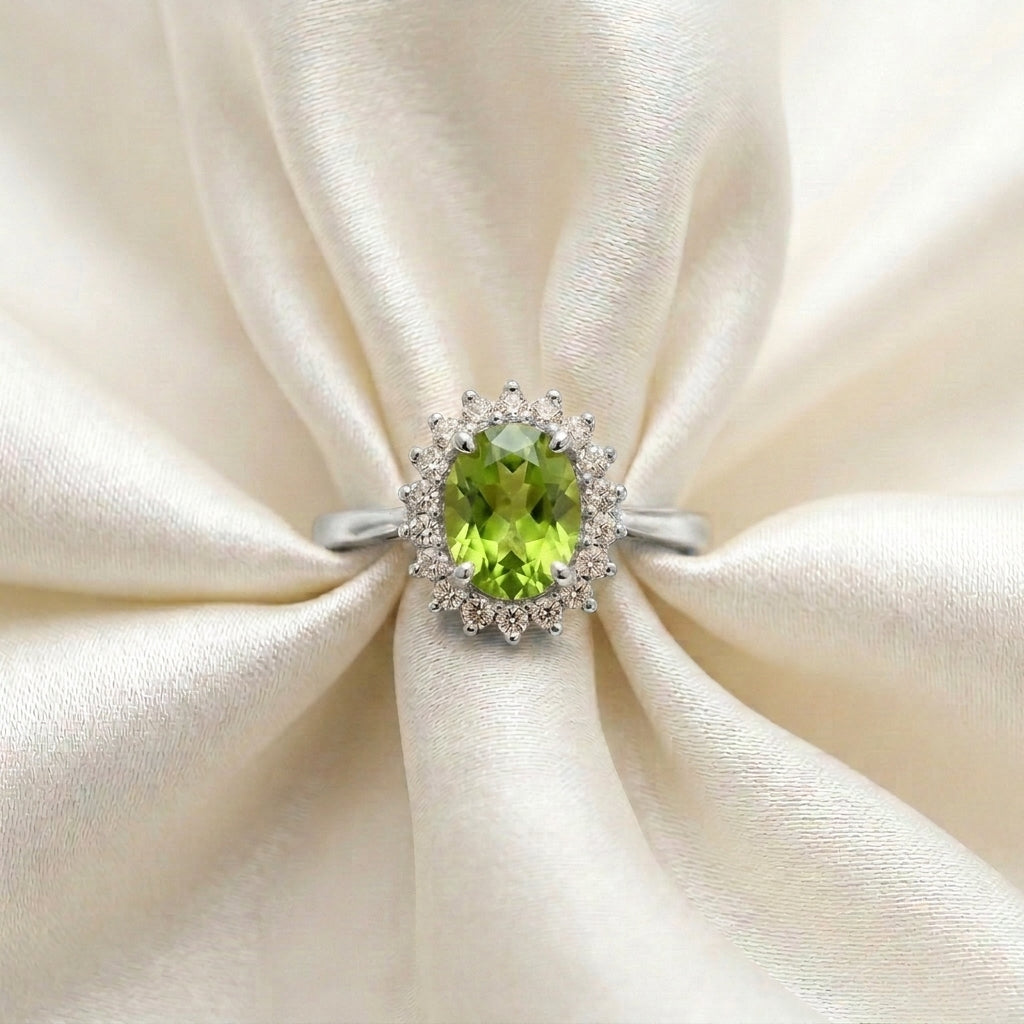 Natural Peridot The Dahlia Ring in 925 Sterling Silver