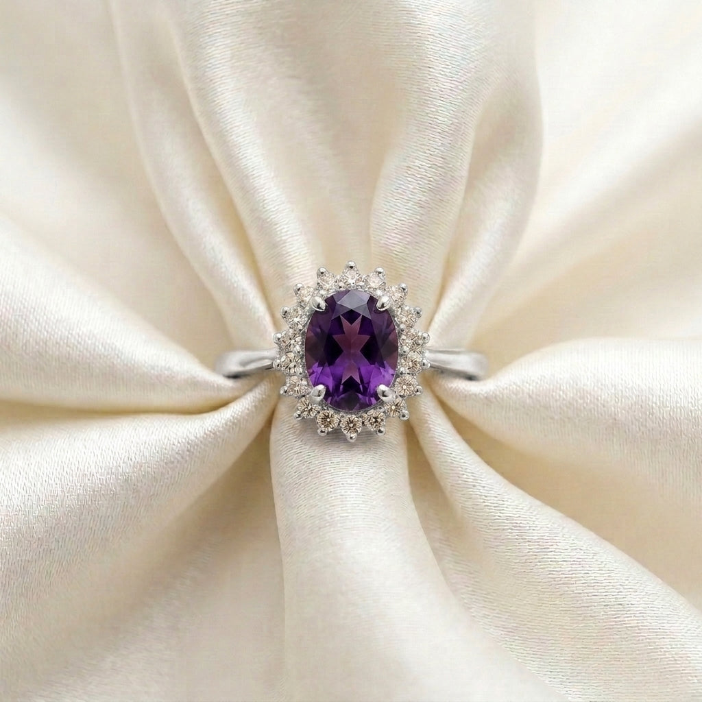 Natural Amethyst The Dahlia Ring in 925 Sterling Silver