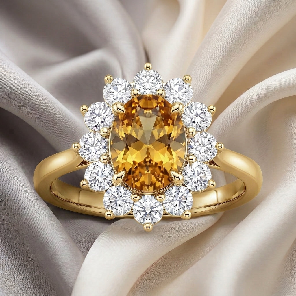 Natural Citrine Roselle Ring in 925 Sterling Silver