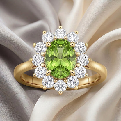 Natural Peridot Roselle Ring in 925 Sterling Silver