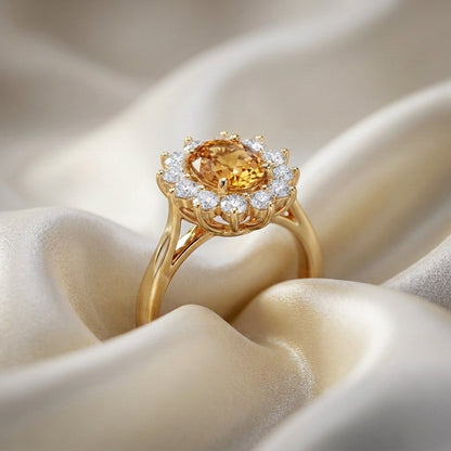 Natural Citrine Roselle Ring in 925 Sterling Silver