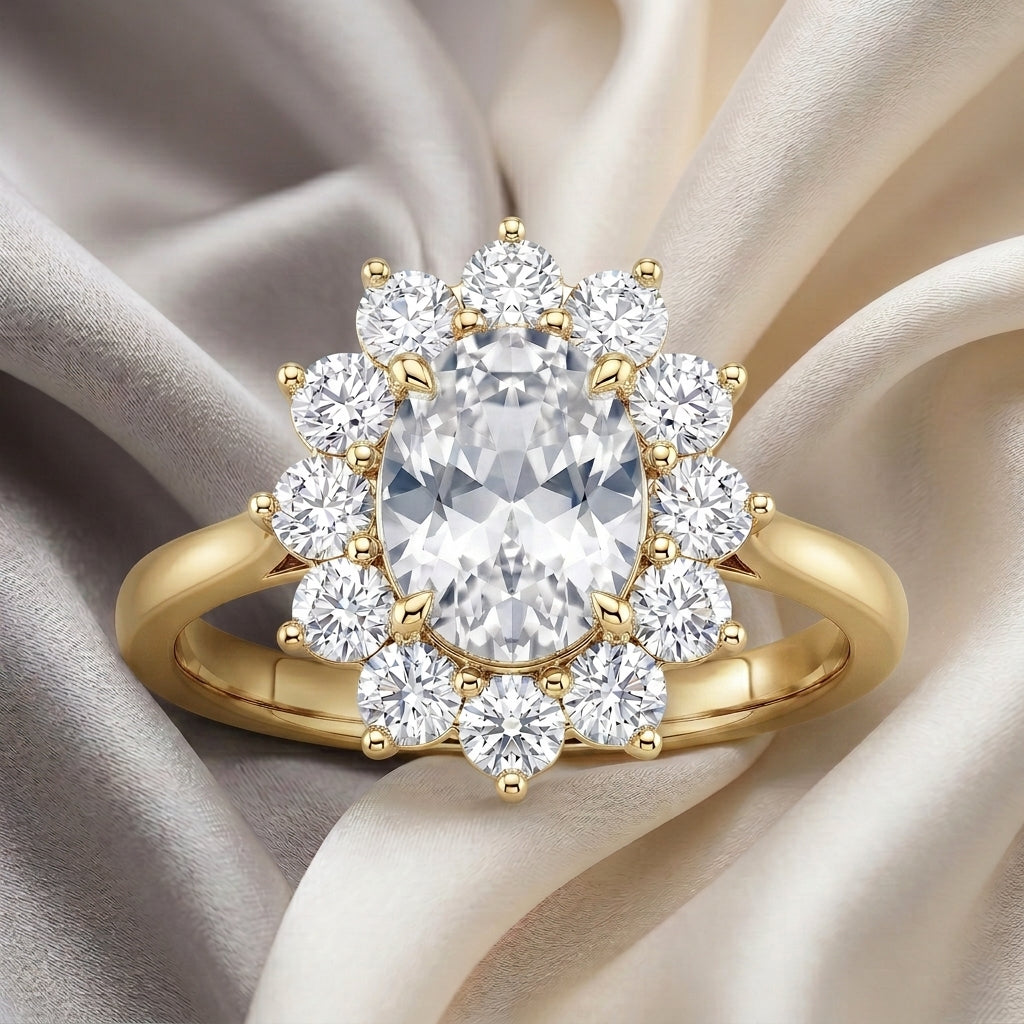 Natural White Topaz Roselle Ring in 925 Sterling Silver