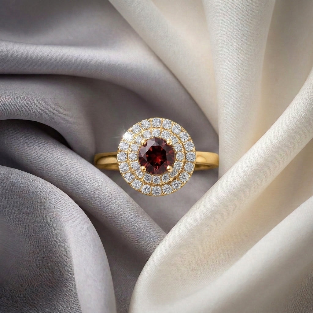 Natural Red Garnet The Dazzle Ring in 925 Sterling Silver