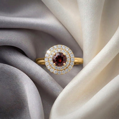 Natural Red Garnet The Dazzle Ring in 925 Sterling Silver