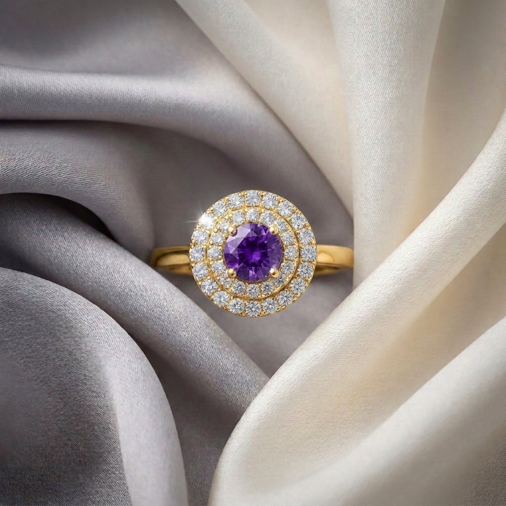 Natural Amethyst The Dazzle Ring in 925 Sterling Silver