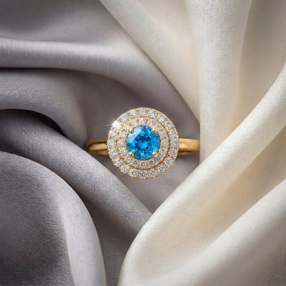 Natural Swiss Blue Topaz The Dazzle Ring in 925 Sterling Silver