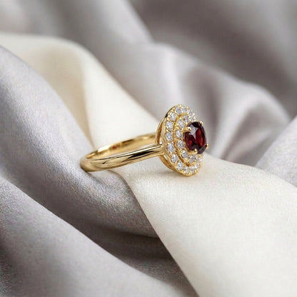 Natural Red Garnet The Dazzle Ring in 925 Sterling Silver