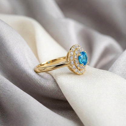 Natural Swiss Blue Topaz The Dazzle Ring in 925 Sterling Silver