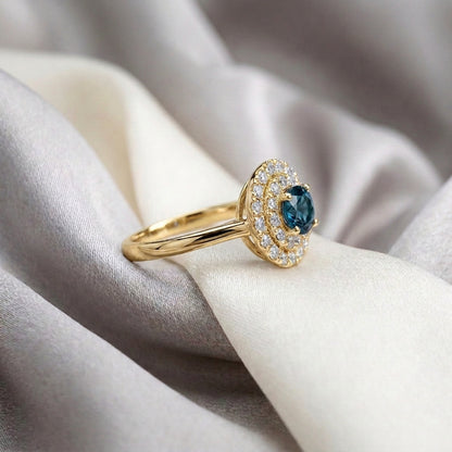 Natural London Blue Topaz The Dazzle Ring in 925 Sterling Silver