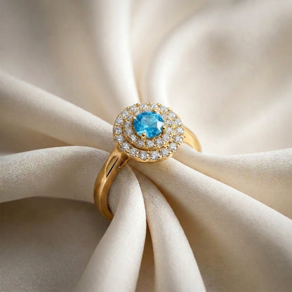 Natural Swiss Blue Topaz The Dazzle Ring in 925 Sterling Silver