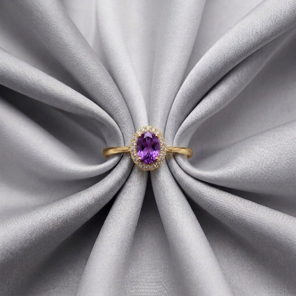 Natural Amethyst Venus Ring in 925 Sterling Silver
