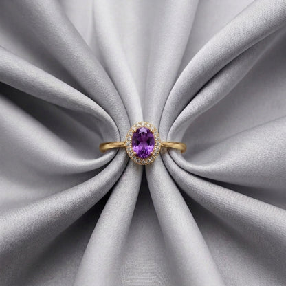 Natural Amethyst Venus Ring in 925 Sterling Silver