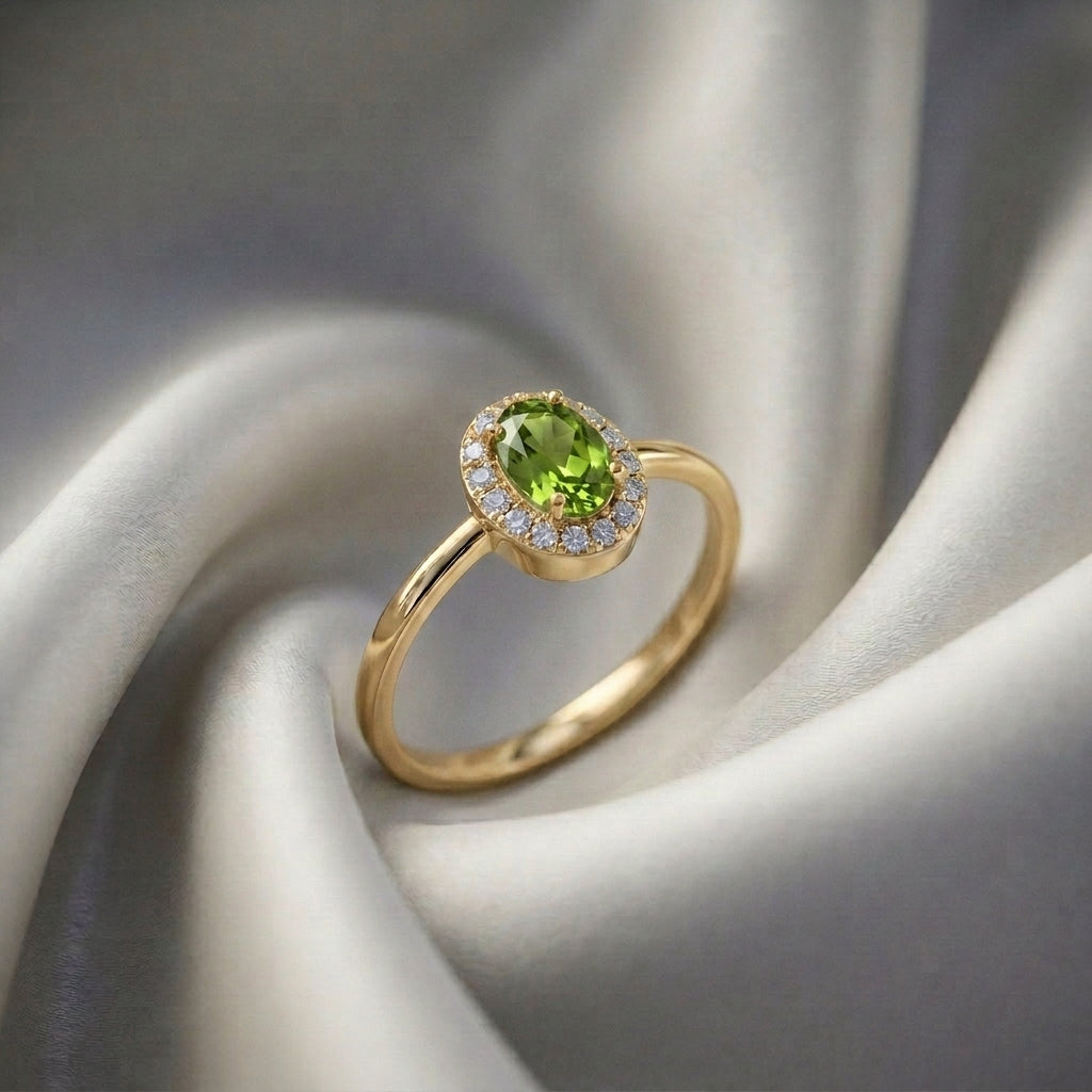 Natural Peridot Venus Ring in 925 Sterling Silver