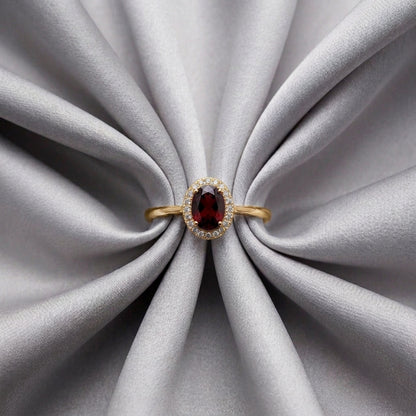Natural Red Garnet Venus Ring in 925 Sterling Silver