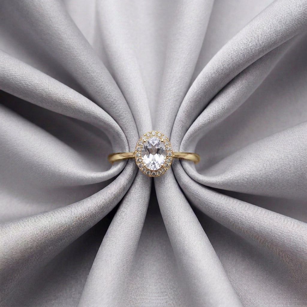 Natural White Topaz Venus Ring in 925 Sterling Silver