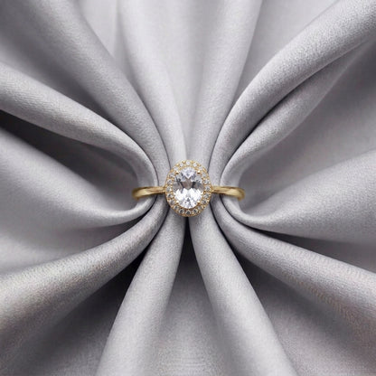Natural White Topaz Venus Ring in 925 Sterling Silver