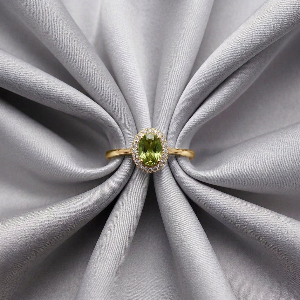 Natural Peridot Venus Ring in 925 Sterling Silver