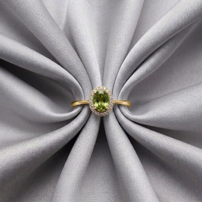 Natural Peridot Venus Ring in 925 Sterling Silver