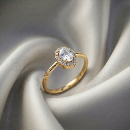 Natural White Topaz Venus Ring in 925 Sterling Silver