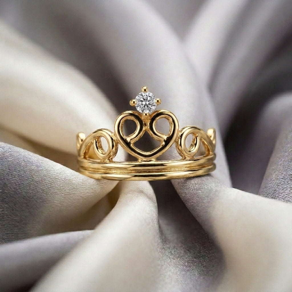 Natural White Topaz Crown Ring in 925 Sterling Silver