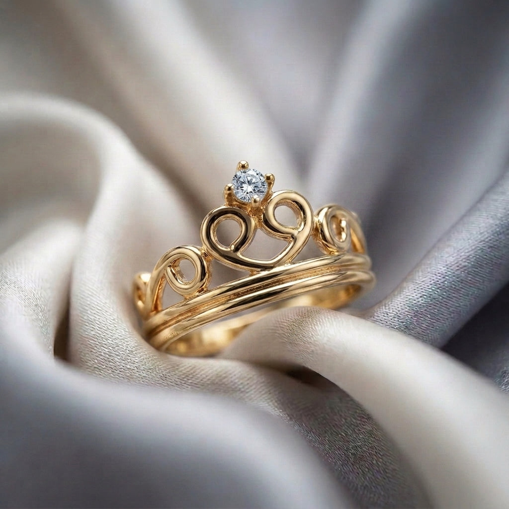 Natural White Topaz Crown Ring in 925 Sterling Silver