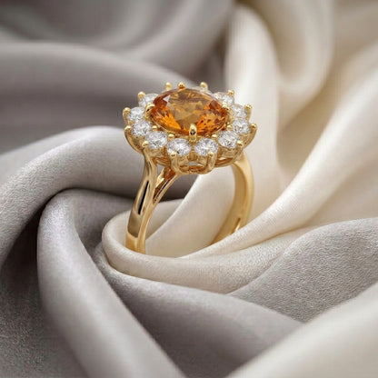 Natural Citrine Roselle Ring in 925 Sterling Silver