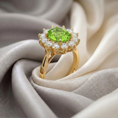 Natural Peridot Roselle Ring in 925 Sterling Silver