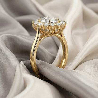 Natural White Topaz Roselle Ring in 925 Sterling Silver
