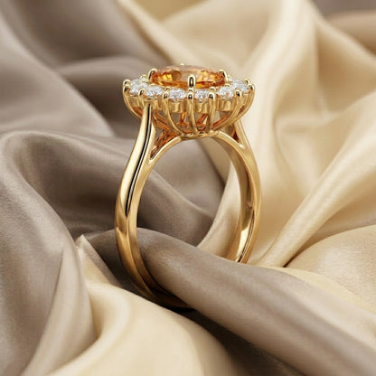 Natural Citrine Roselle Ring in 925 Sterling Silver