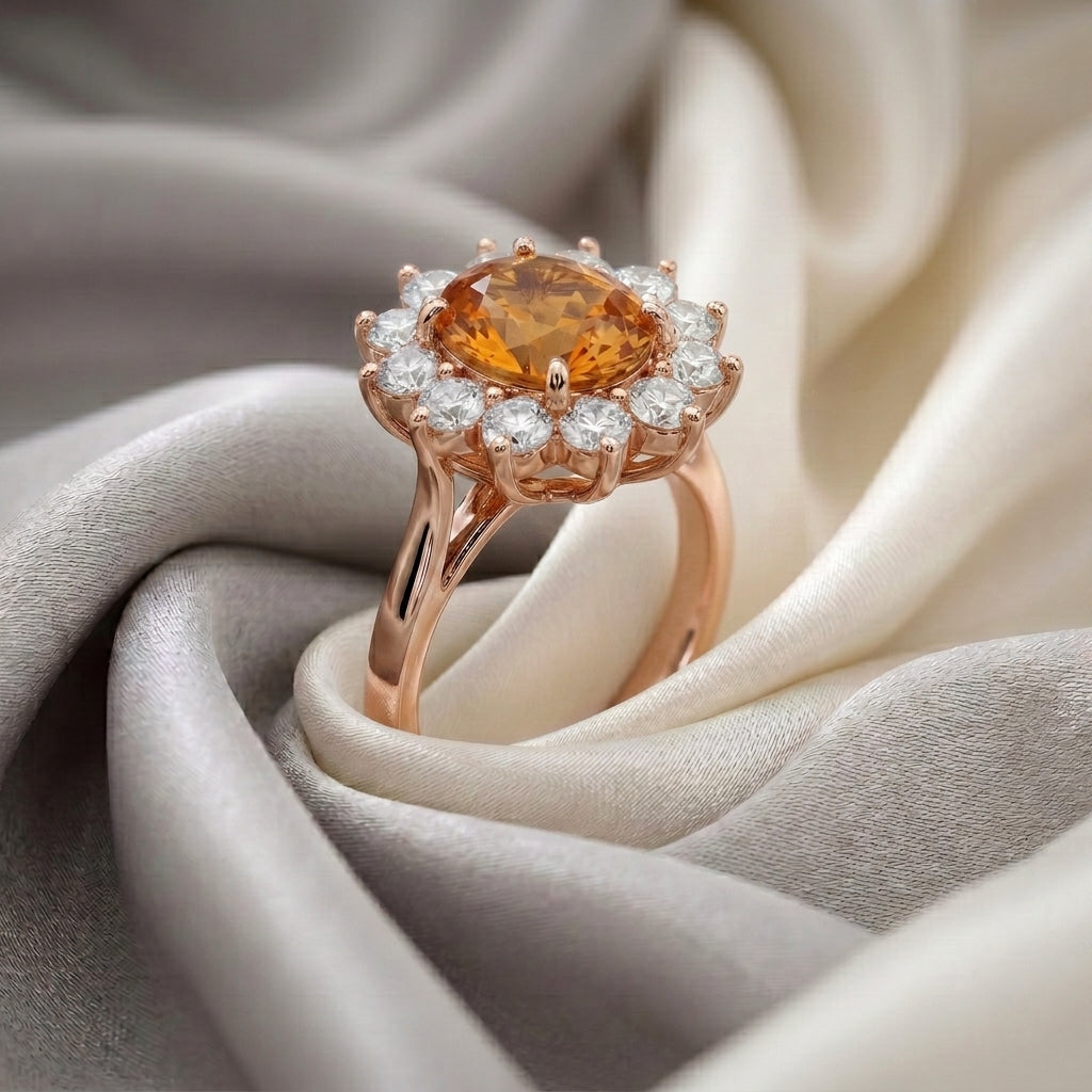 Natural Citrine Roselle Ring in 925 Sterling Silver
